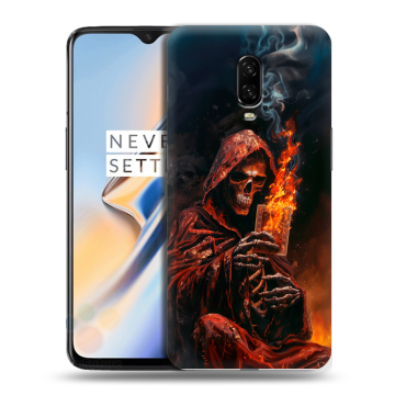 Силиконовый чехол на OnePlus 6T с принтом Скелет и карты