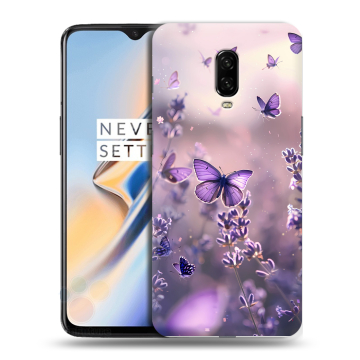 Силиконовый чехол на OnePlus 6T с принтом бабочки и лаванда