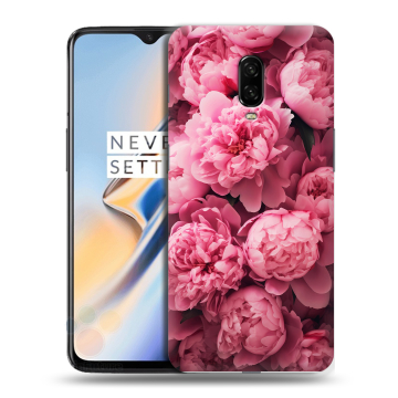 Силиконовый чехол на OnePlus 6T с принтом цветы пионы