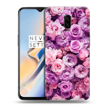 Силиконовый чехол на OnePlus 6T с принтом лавандовые розы