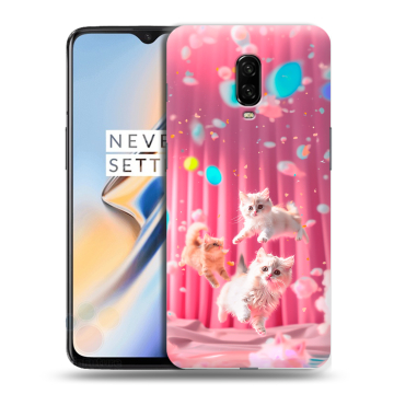 Силиконовый чехол на OnePlus 6T с принтом милые котики