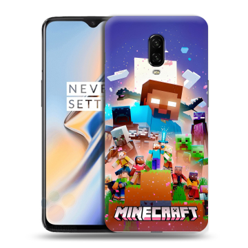 Силиконовый чехол на OnePlus 6T с принтом Майнкрафт Minecraft