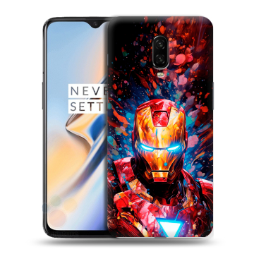 Силиконовый чехол на OnePlus 6T с принтом Железный человек Ironman