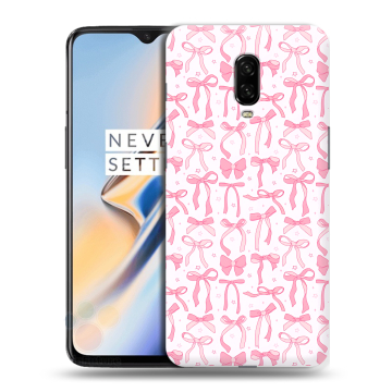 Силиконовый чехол на OnePlus 6T с принтом Розовые бантики