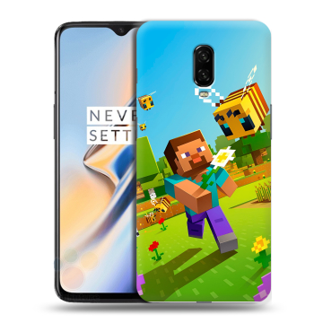 Силиконовый чехол на OnePlus 6T с принтом Майнкрафт Minecraft