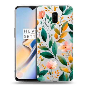 Силиконовый чехол на OnePlus 6T с принтом Цветы паттерн