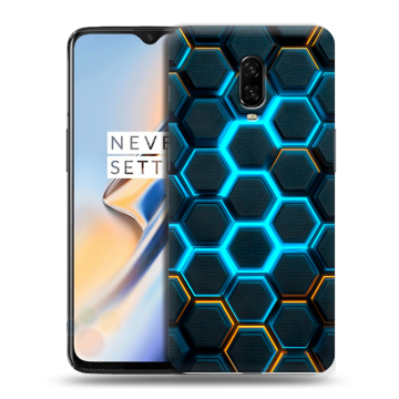 Силиконовый чехол на OnePlus 6T с принтом Неоновые соты