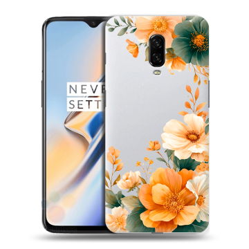 Силиконовый чехол на OnePlus 6T с принтом Цветы принт