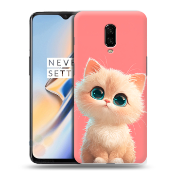 Силиконовый чехол на OnePlus 6T с принтом Розовый котенок