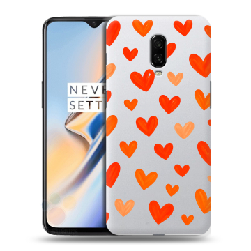 Силиконовый чехол на OnePlus 6T с принтом Сердечки
