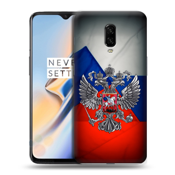 Силиконовый чехол на OnePlus 6T с принтом Флаг России