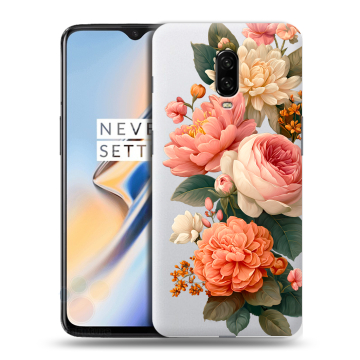 Силиконовый чехол на OnePlus 6T с принтом цветы