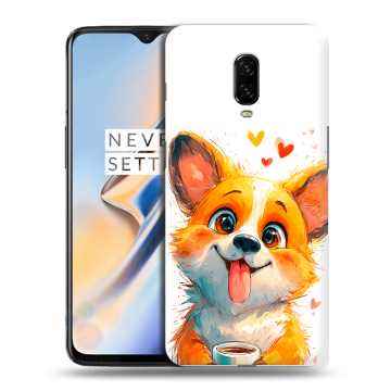 Силиконовый чехол на OnePlus 6T с принтом корги