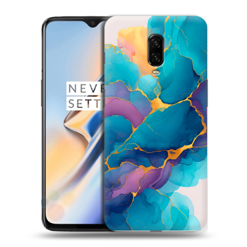 Силиконовый чехол на OnePlus 6T с принтом Мрамор блестки