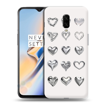 Силиконовый чехол на OnePlus 6T с принтом Y2K сердечки