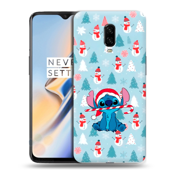 Силиконовый чехол на OnePlus 6T с принтом Стич Новый год Силиконовый чехол на OnePlus 6T с принтом Стич Новый год