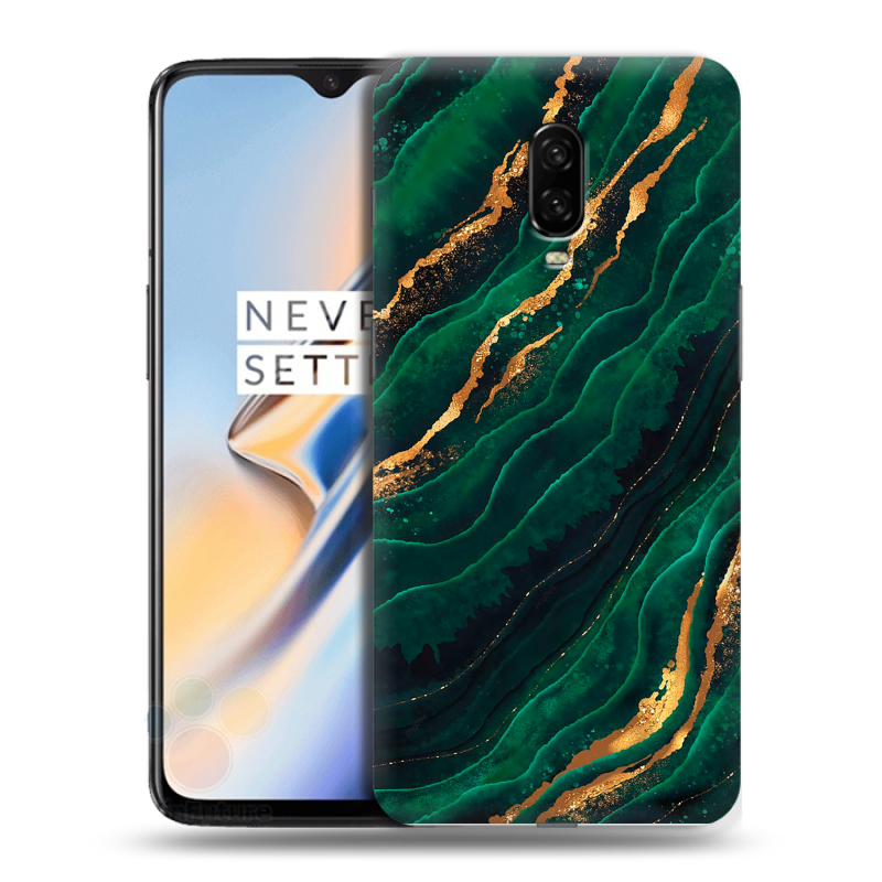 Пластиковый чехол на OnePlus 6T с принтом Мрамор зеленое золото Пластиковый чехол на OnePlus 6T с принтом Мрамор зеленое золото