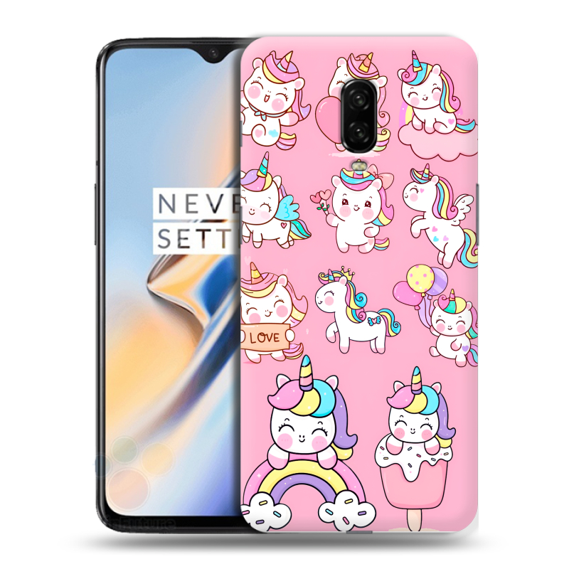 Силиконовый чехол на OnePlus 6T с принтом Единороги и радуга Силиконовый чехол на OnePlus 6T с принтом Единороги и радуга