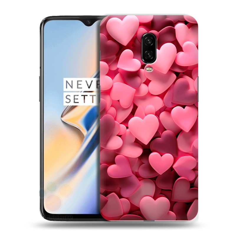 Силиконовый чехол на OnePlus 6T с принтом розовые сердечки Силиконовый чехол на OnePlus 6T с принтом розовые сердечки