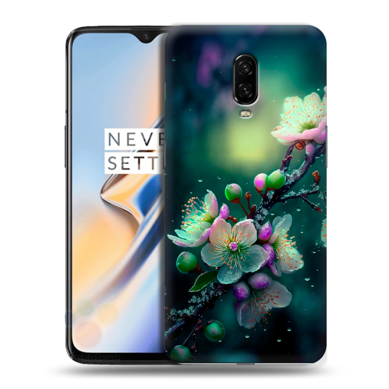 Силиконовый чехол на OnePlus 6T с принтом Цветы и мрамор Силиконовый чехол на OnePlus 6T с принтом Цветы и мрамор