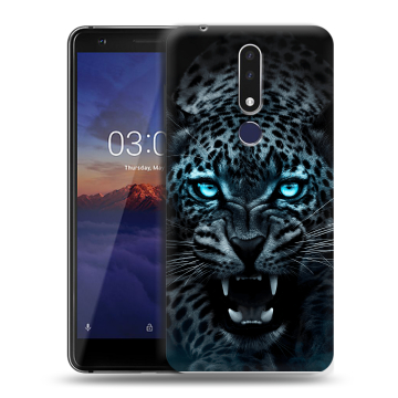 Силиконовый чехол на Nokia 3.1 Plus с принтом Темный леопард