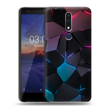 Силиконовый чехол на Nokia 3.1 Plus с принтом Геометрия неона