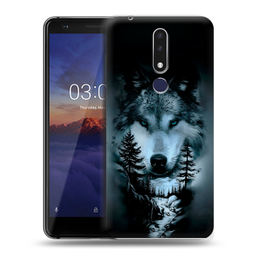 Силиконовый чехол на Nokia 3.1 Plus с принтом Лесной волк