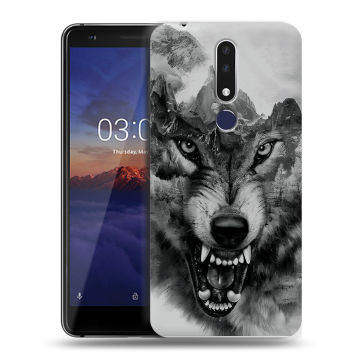 Силиконовый чехол на Nokia 3.1 Plus с принтом Волк