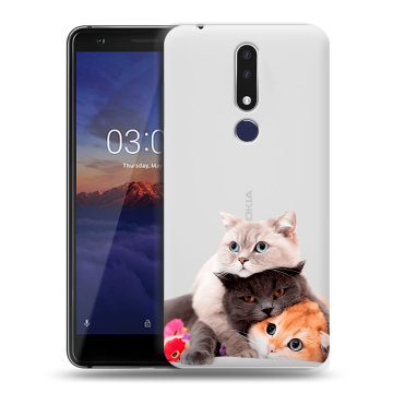 Силиконовый чехол на Nokia 3.1 Plus с принтом Кошки