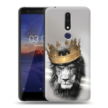 Силиконовый чехол на Nokia 3.1 Plus с принтом Лев с короной