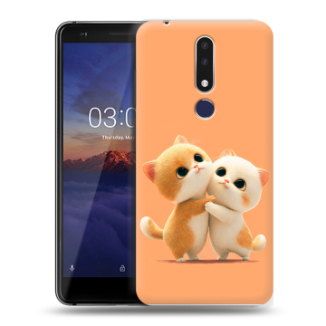 Силиконовый чехол на Nokia 3.1 Plus с принтом Милые котики