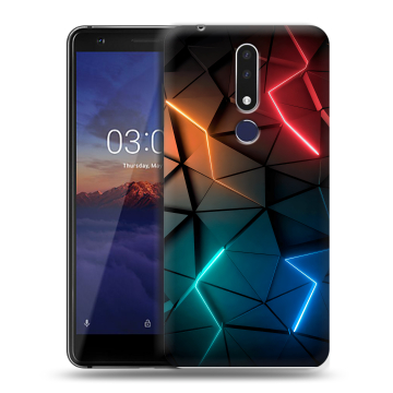 Силиконовый чехол на Nokia 3.1 Plus с принтом Абстракция неон
