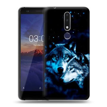 Силиконовый чехол на Nokia 3.1 Plus с принтом Волки Силиконовый чехол на Nokia 3.1 Plus с принтом Волки