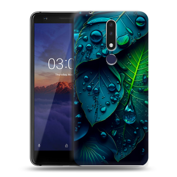Силиконовый чехол на Nokia 3.1 Plus с принтом Листья