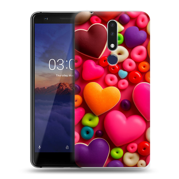 Силиконовый чехол на Nokia 3.1 Plus с принтом Сердечки