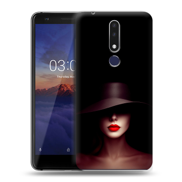 Силиконовый чехол на Nokia 3.1 Plus с принтом Девушка в шляпе
