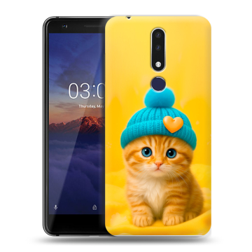 Силиконовый чехол на Nokia 3.1 Plus с принтом Котенок в шапке