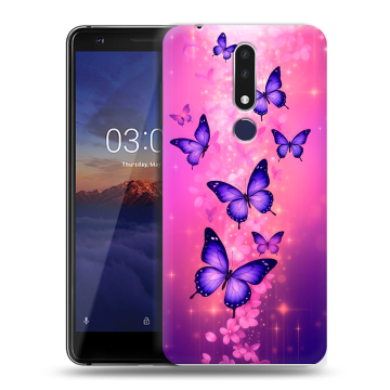 Силиконовый чехол на Nokia 3.1 Plus с принтом Бабочки