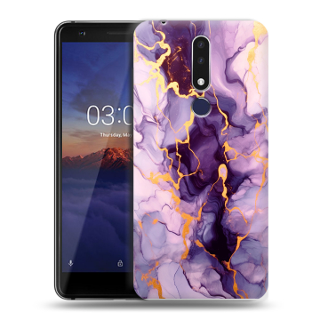 Силиконовый чехол на Nokia 3.1 Plus с принтом Мрамор