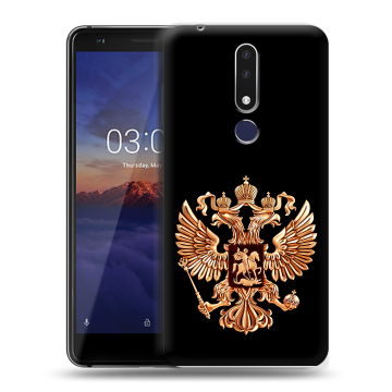 Силиконовый чехол на Nokia 3.1 Plus с принтом Герб России золотой Силиконовый чехол на Nokia 3.1 Plus с принтом Герб России золотой