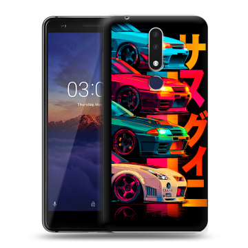 Силиконовый чехол на Nokia 3.1 Plus с принтом Гоночные машины