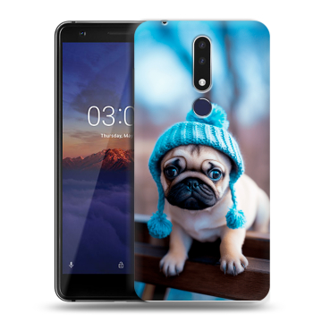 Силиконовый чехол на Nokia 3.1 Plus с принтом Мопс в шапке