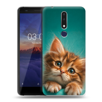 Силиконовый чехол на Nokia 3.1 Plus с принтом котенок