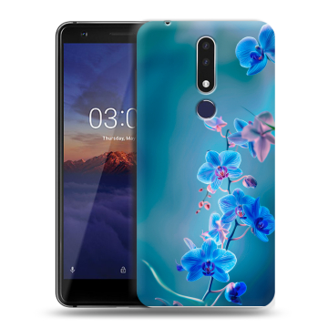 Силиконовый чехол на Nokia 3.1 Plus с принтом Голубые цветы