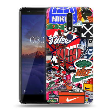 Силиконовый чехол на Nokia 3.1 Plus с принтом Найк Nike яркий