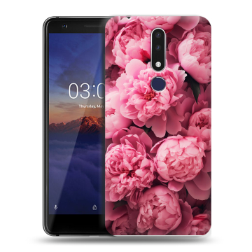 Силиконовый чехол на Nokia 3.1 Plus с принтом цветы пионы