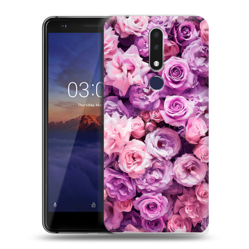 Силиконовый чехол на Nokia 3.1 Plus с принтом лавандовые розы Силиконовый чехол на Nokia 3.1 Plus с принтом лавандовые розы