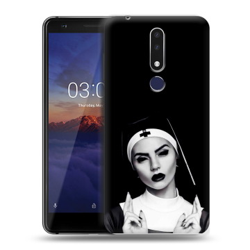 Силиконовый чехол на Nokia 3.1 Plus с принтом монашка
