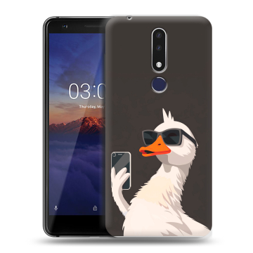 Силиконовый чехол на Nokia 3.1 Plus с принтом утка в очках