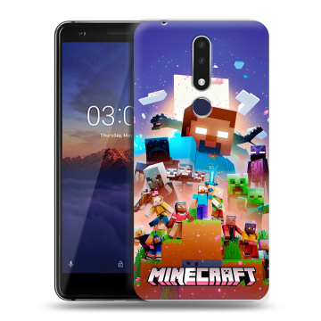 Силиконовый чехол на Nokia 3.1 Plus с принтом Майнкрафт Minecraft Силиконовый чехол на Nokia 3.1 Plus с принтом Майнкрафт Minecraft